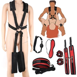 Sex Swing Thigh Straps Sling Leg Spreader Open Restraint Belt Bondage Harness With Wrist Cuffs BDSM Sex Position Aid Adult Toys