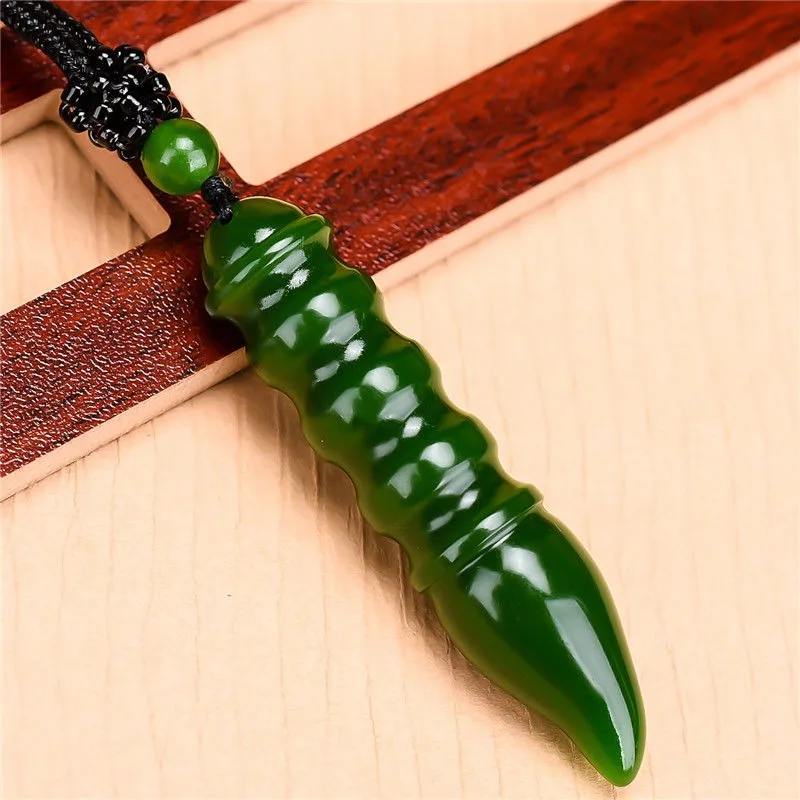 Brush Section High Pendant Spinach Green Jasper Wenchang Pen Jade Pendant