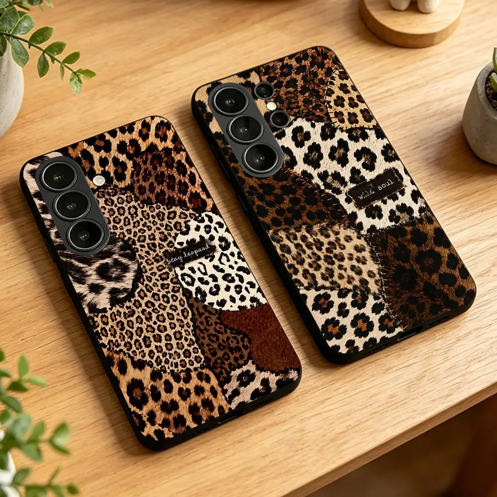 Leopard Print Silicone Phone Case For Samsung Galaxy S21 S22 S23 S24ULTRA S25ULTRA FE Ultra Plus5G A52S S26 Cover