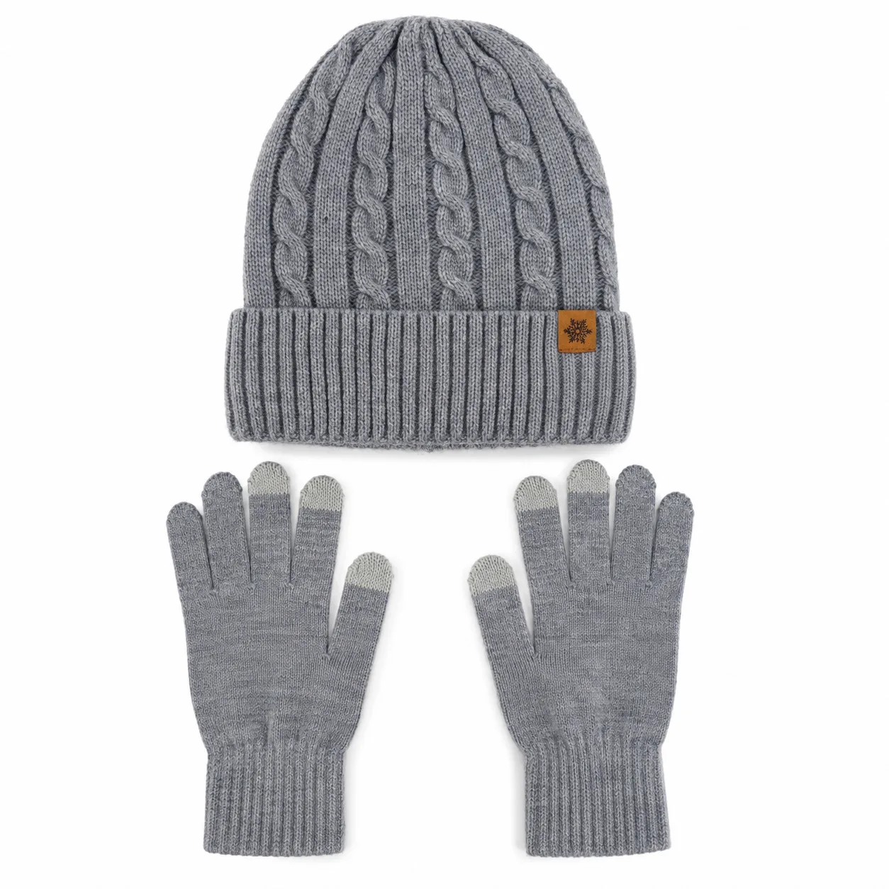 Amazon spot twist hat gloves two-piece set double-layer velvet cold-proof warm touch screen personalized customization