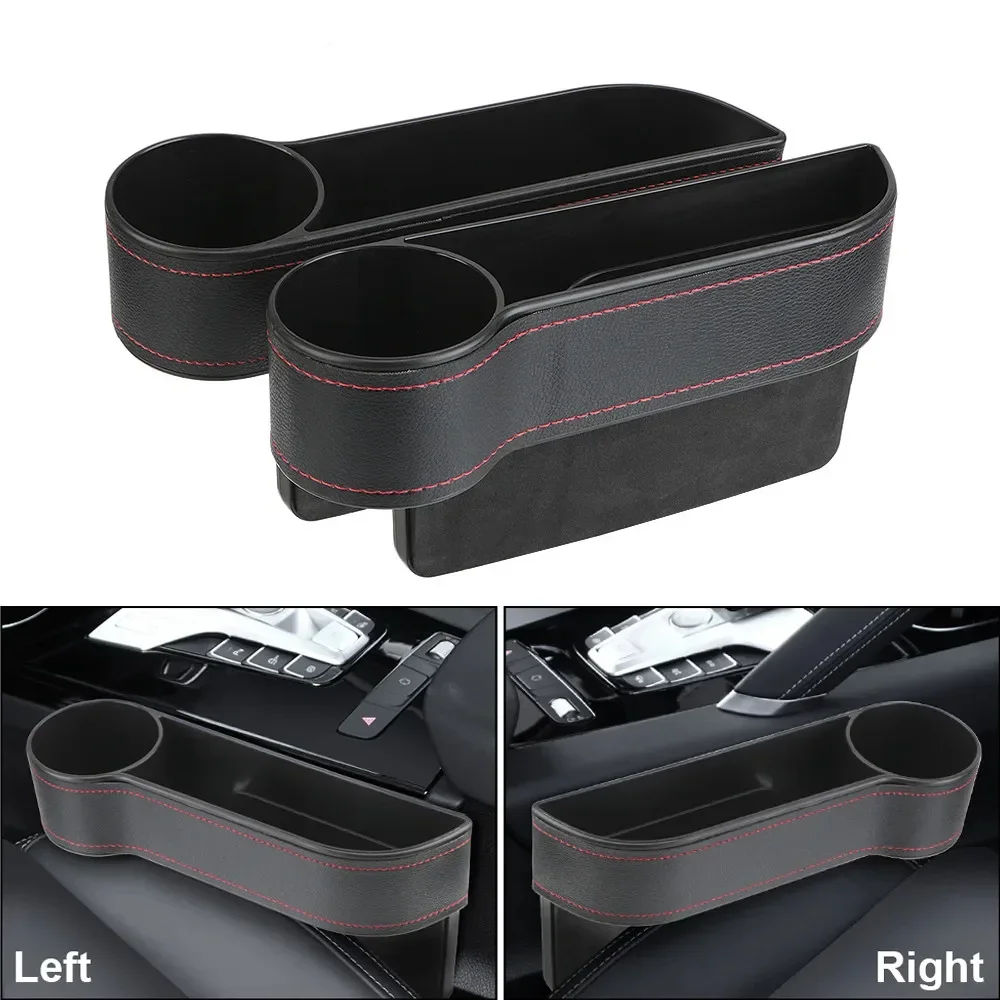 

PU Leather Car Seat Gap Storage Box Universal Seat Gap Slit Box With Charging Hole Phone Bottle Keys Holder Box Auto Organizer
