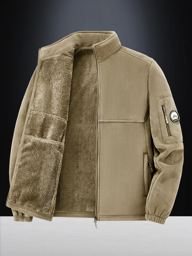 

Men's Mid-Year Stand Collar Jaet Fce Lined Casual Thiened Polyester Fiber Long Sve Outdoor Sportswear Jaet