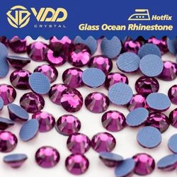 VDD 042 fucsia ferro Flatback di cristallo di strass di vetro Hot-Fix di alta qualità su pietre per abito da sposa indumento in tessuto