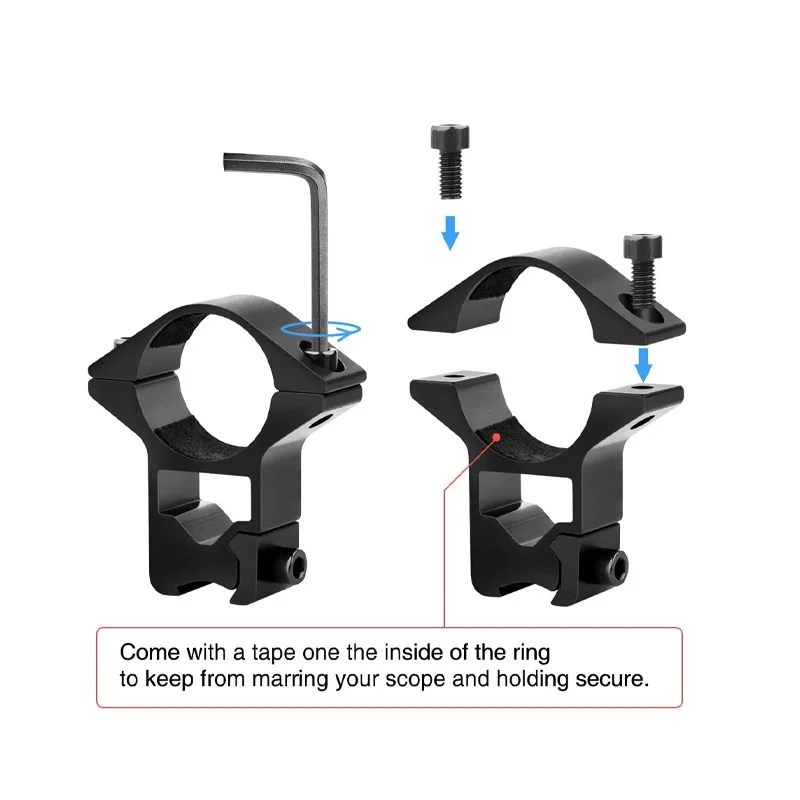 2Pcs Scope Rings 25.4mm 1Inch High Profile Mount,11mm Dovetail&Picatinny Rail Base,Hunting Scope &Toy Gun Accessories