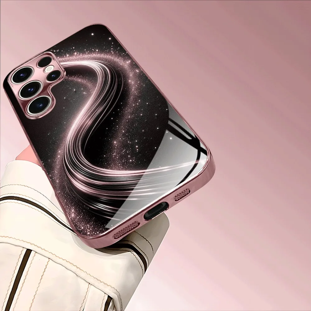 Texture pattern glass phone case suitable for Samsung Galaxy S26 S25 S24 S23 S22 S20 FE/Ultra/Plus anti drop back cover