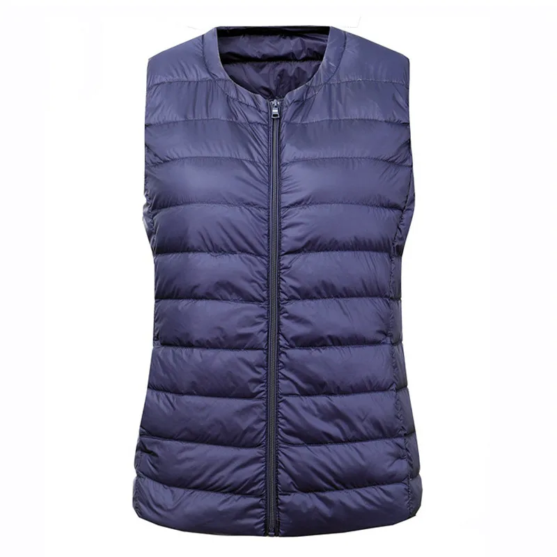 Women Down Waistcoat Jacket Autumn Winter Ultra Light White Duck Down Vest Lady Short Sleeveless Vest Puffer Outwear Bigsize 8XL