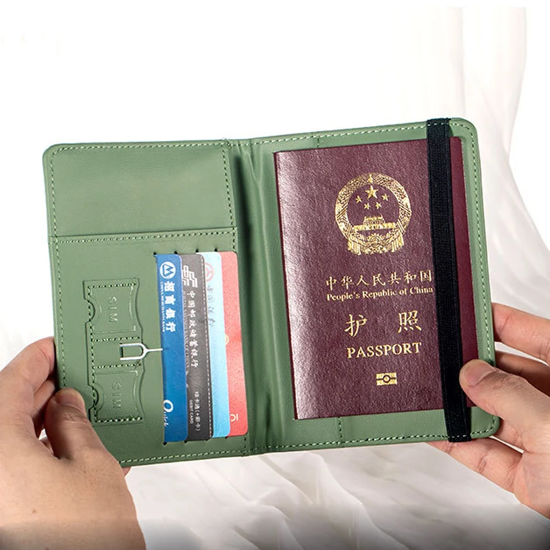 Engraving Name Passport Cover Wallet Fashion Travel Wallet RFID Case for Passports Card Holder Multi Functional Passport Clip