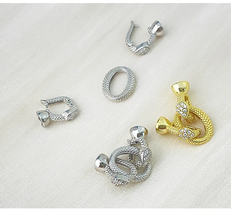 1 pieza de patrón de diamante ovalado cabeza de serpiente collar de perlas pulsera hebilla de conexión accesorios materiales para hacer joyería DIY