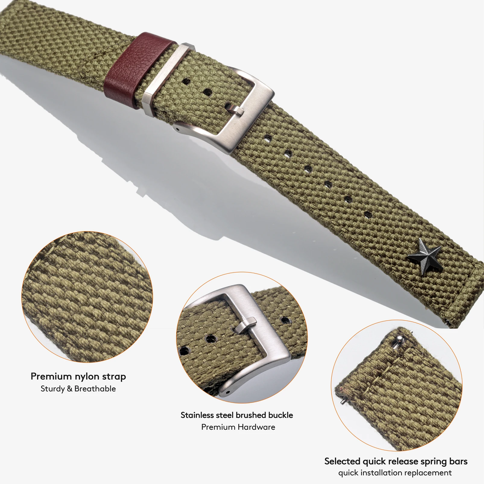 Hemsut Military Canvas Watch Bands 20mm Quick Release Vintage style Watch Straps Pilot 18mm 22mm 24mm for Citizen Timex Watch