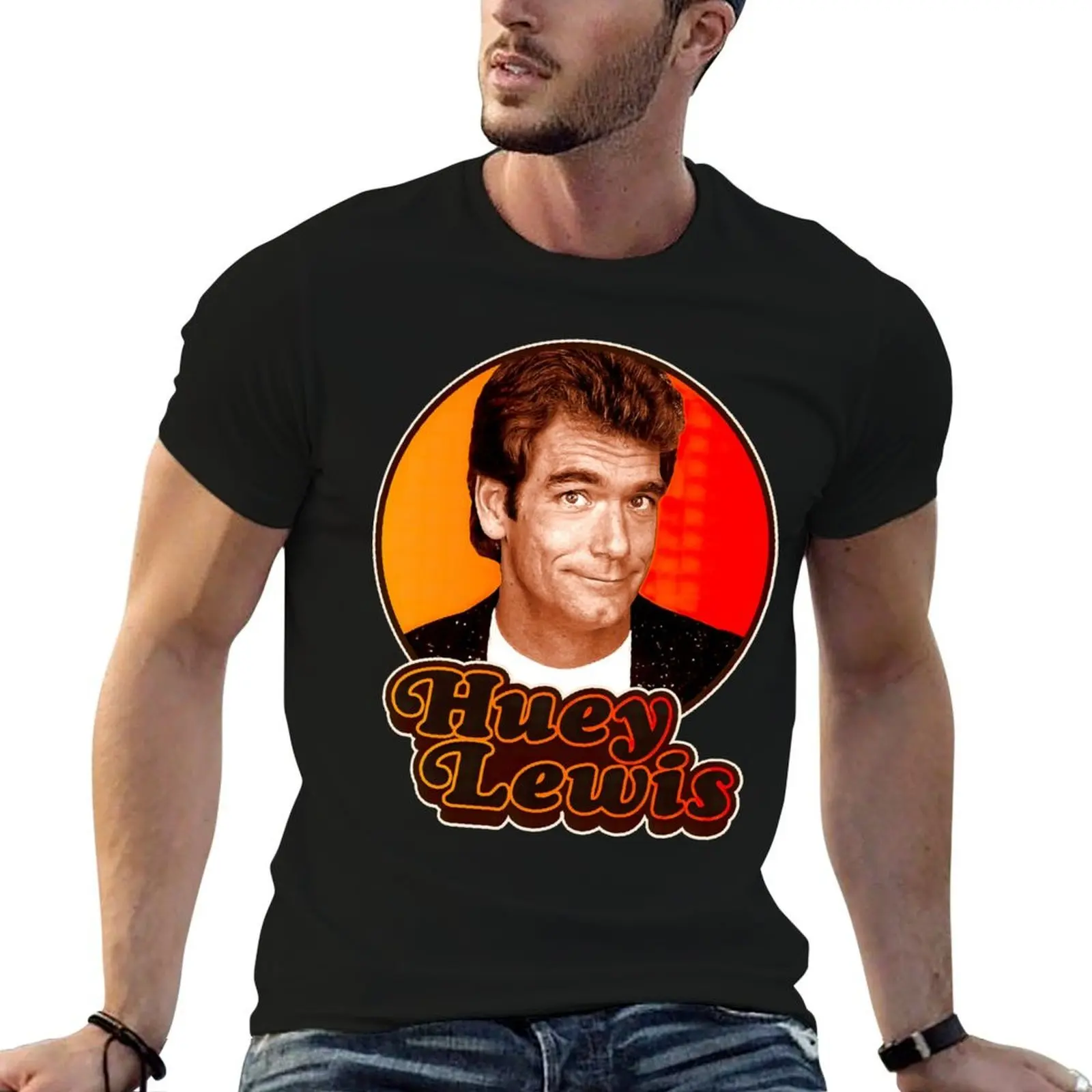 

Huey Lewis T-Shirt black cotton t-shirt plain for man package cotton tshirt 100% t shirt man designer T-shirt