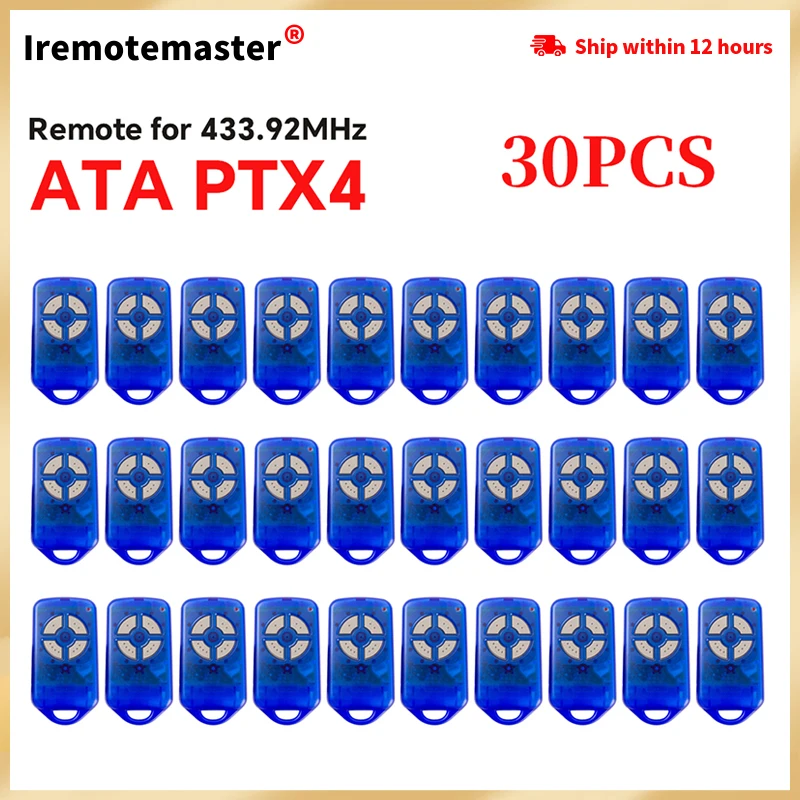 

30PCS For ATA PTX-4 Garage Door Remote Control 433.92MHz Rolling Code Securacode PTX4 CRX-1 CRX-2 GDO-2v5 GDO-2v6 Gate Opener