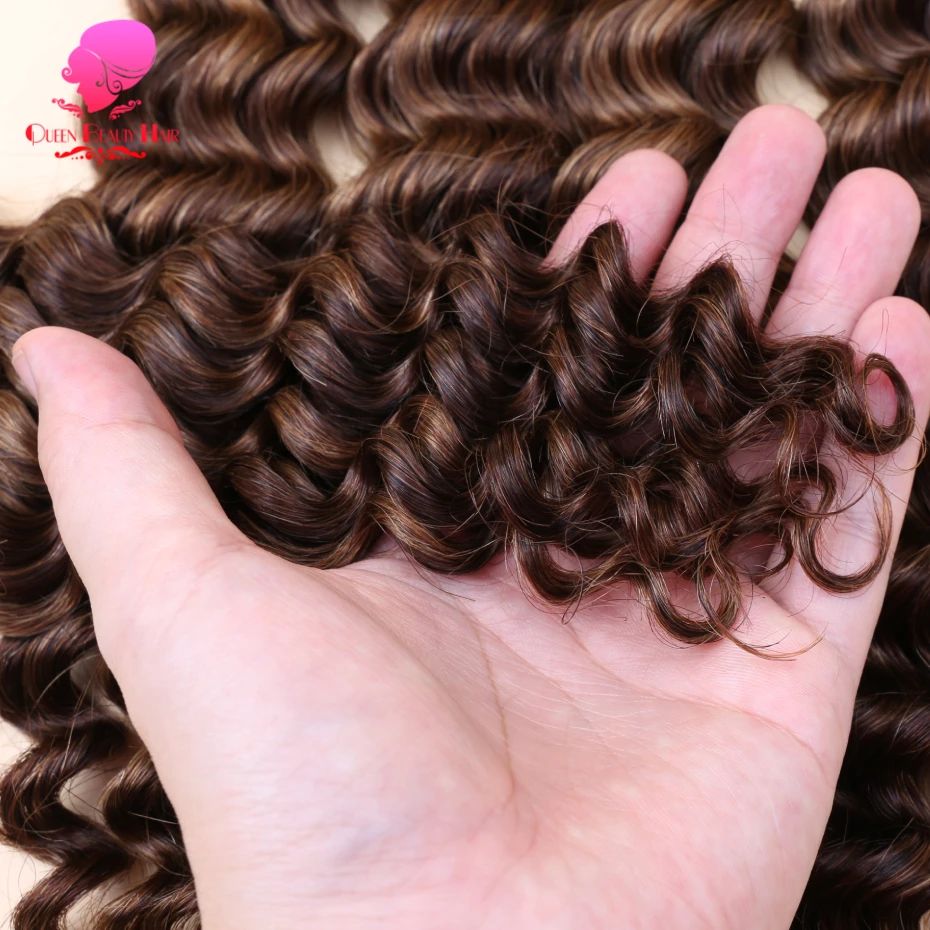 Highlight Deep Wave Feather Crochet Echthaar Unsichtbare Wunderknoten Haarverlängerung 100% Echthaar Farbige Boho Zöpfe – Detail 21