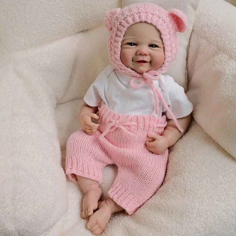 

19inch 48cm Vivienne Full Vinyl Body Lifelike Baby Doll with Hand Draw Hair Touch Doll