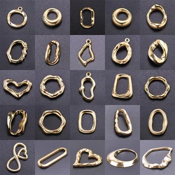 5pcs Gold Color Various Irregular Circle Pendants Women Men Necklace Charms Stainless Steel Pendant Jewelry Making Accessories