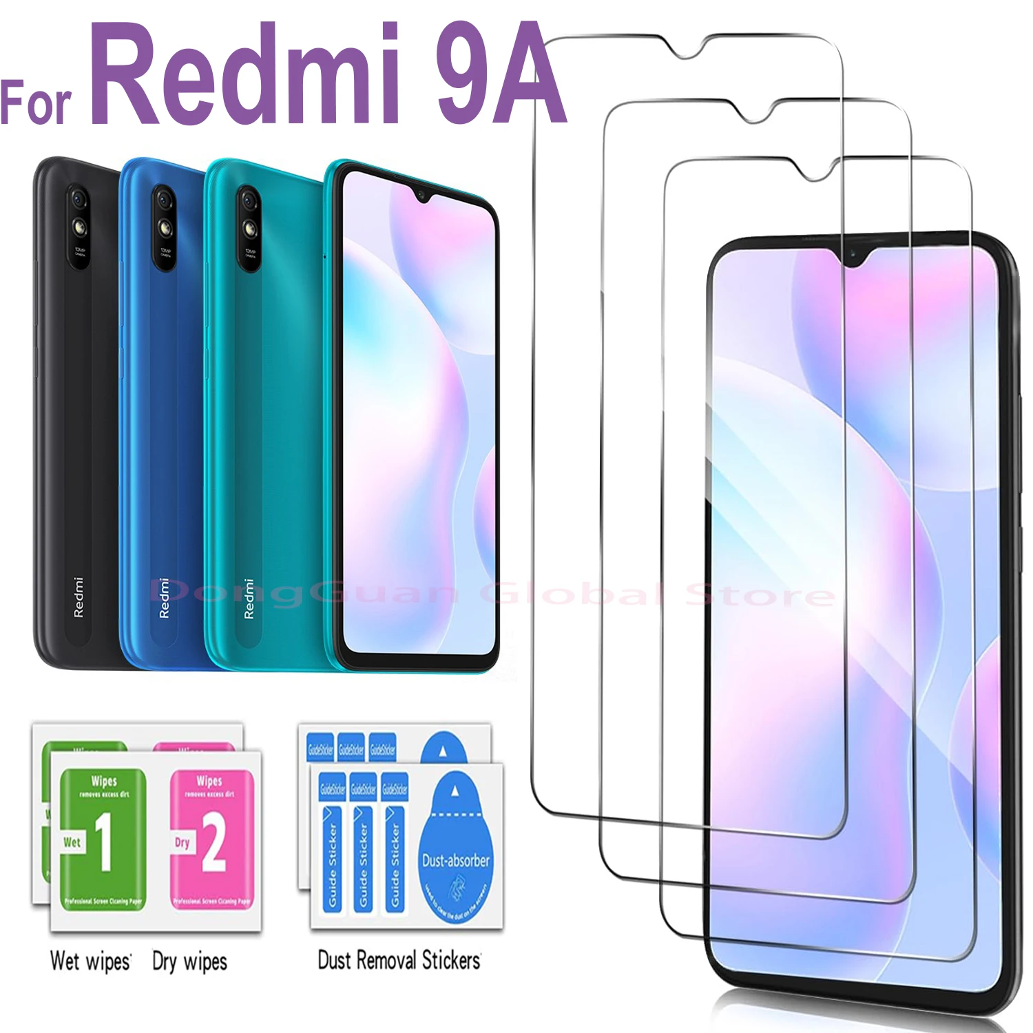 1/2/3/4 шт. Защитная пленка из закаленного стекла для Xiaomi Redmi 9A - Набор защитных пленок для Redmi 9A