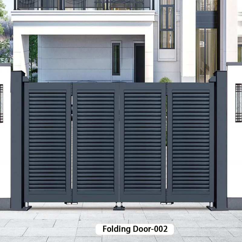 أحدث تصميم البوابة الأنيقة والعملية، بوابة ألومنيوم سوداء حديثة، شرائح أفقية، بوابة سياج حديقة معدنية #1