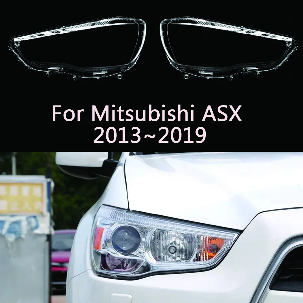 For Mitsubishi ASX 2013~2019 Front Car Protective Headlight Glass Lens Cover Shade Shell Auto Transparent Light Housing Lamp