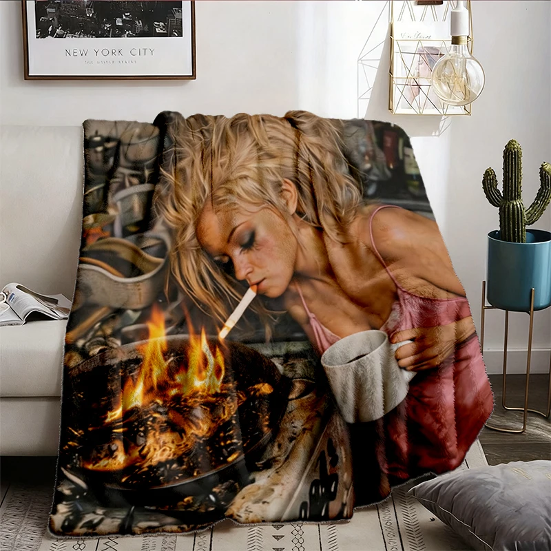 I Fine Funny Graphic Soft Blanket, Chaotic Morning Comfy Blanket, Relatable Meme Flannel Blanket, Vintage Flannel Throw