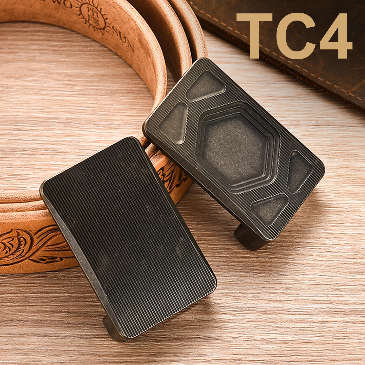 

TC4 Titanium Alloy Belt Buckle, Retro Men's Leather Belt Accessory, Outdoor EDC,A1568