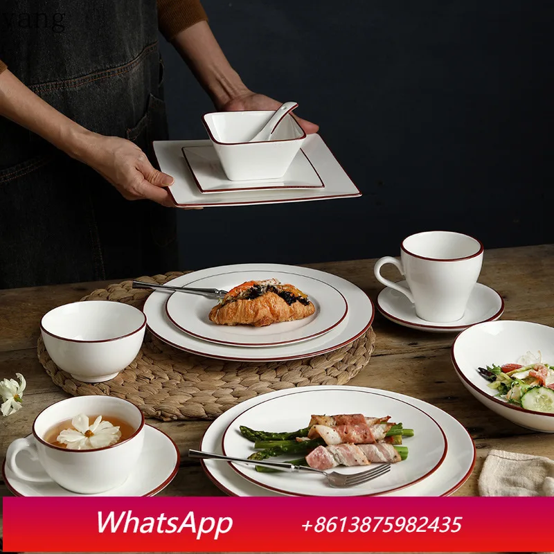 

LMM Nordic Simple Tableware Combination Household Dish Set Ceramic Rice Bowl