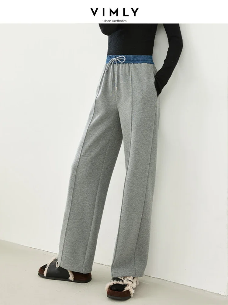 

Vimly 2023 Winter Cotton Baggy Pant Thick Warm Straight Loose Casual Trousers Office Lady Wide Leg Pants Women Clothing M3731