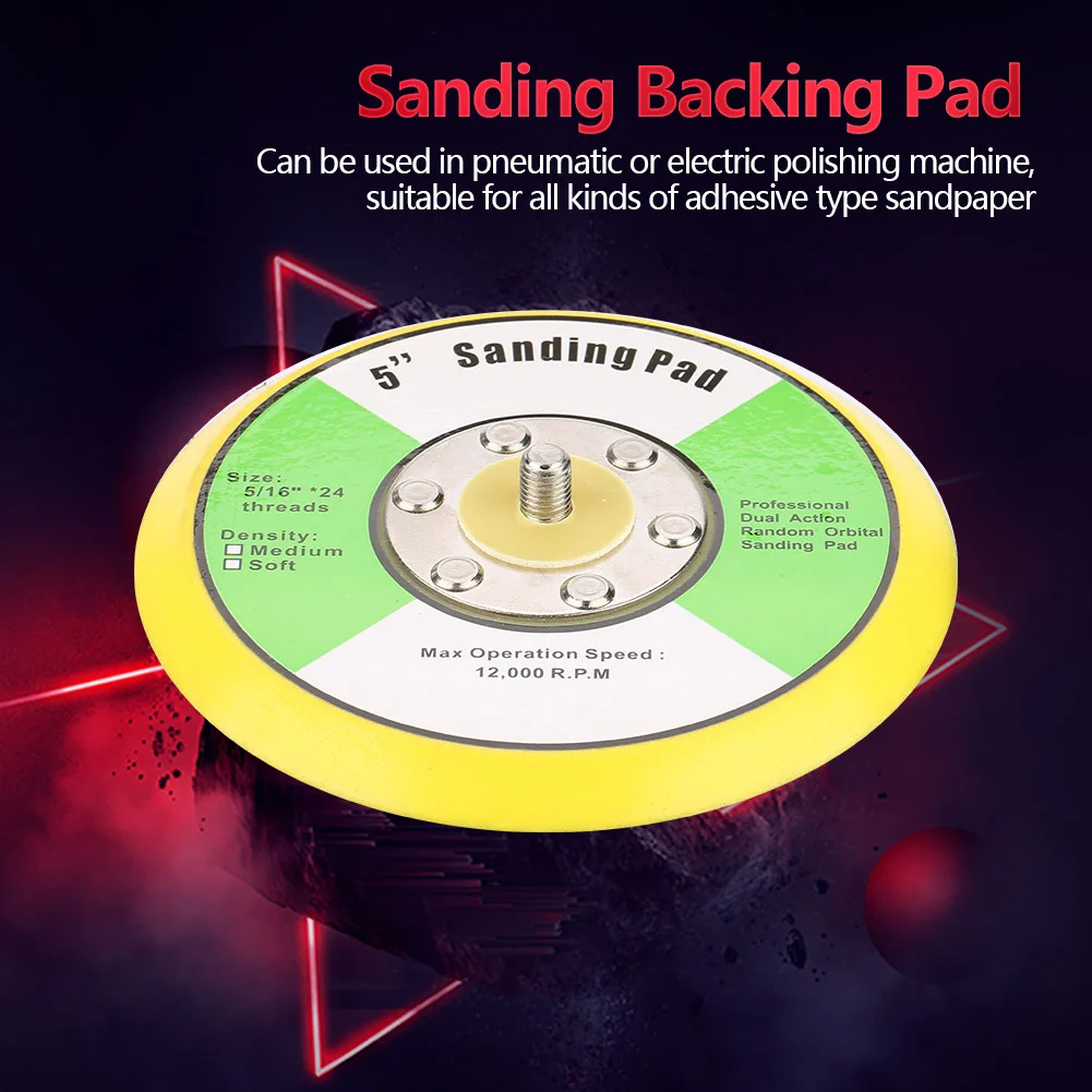 5 Inch No Hole Sanding Pad M8 Thread Hook Loop Backing Pad Polishing Backup Plate Angle Grinder Car Wood Metal Sanding Polishing