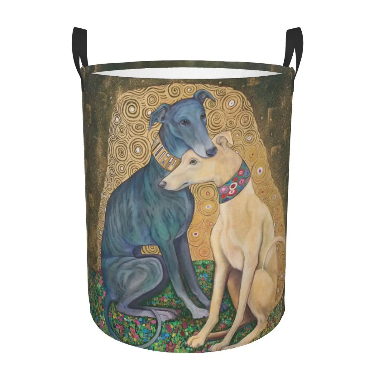 Gustav Klimt Greyhound Dog Art Laundry Hamper Large Storage Basket Whippet Sihthound Dog Kids Nursery Toy Organizer