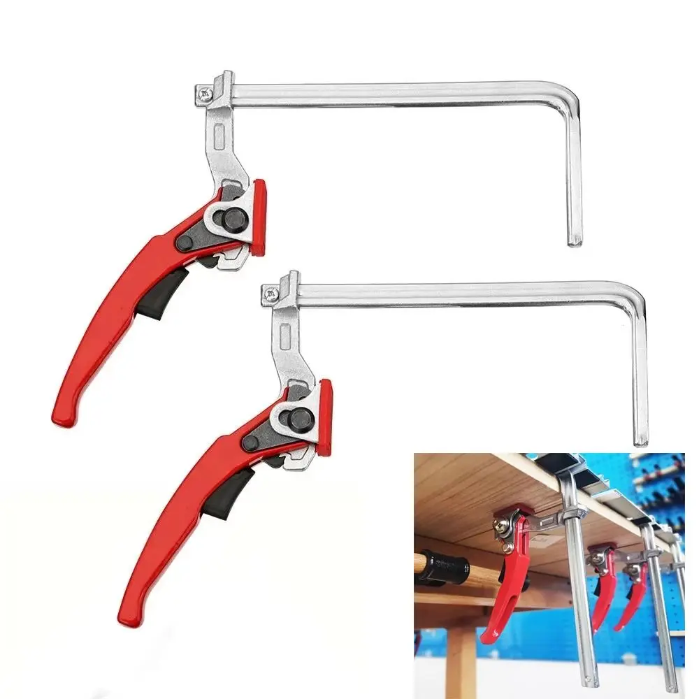 2PCS 160x60mm Quick Guide Rail Ratchet Clamp Guide Rail System Quick Clamping Ratchet F Clamp Steel Durable Ratchet Track Clamp