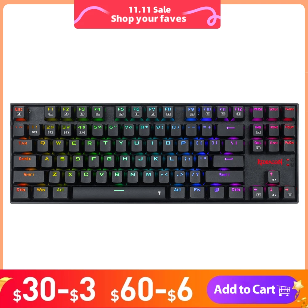 Go! Pro K552P RGB USB Mechanical Gaming Keyboard Support Bluetooth wireless 2.4G 3 mode 87 Keys Computer PC Gamer