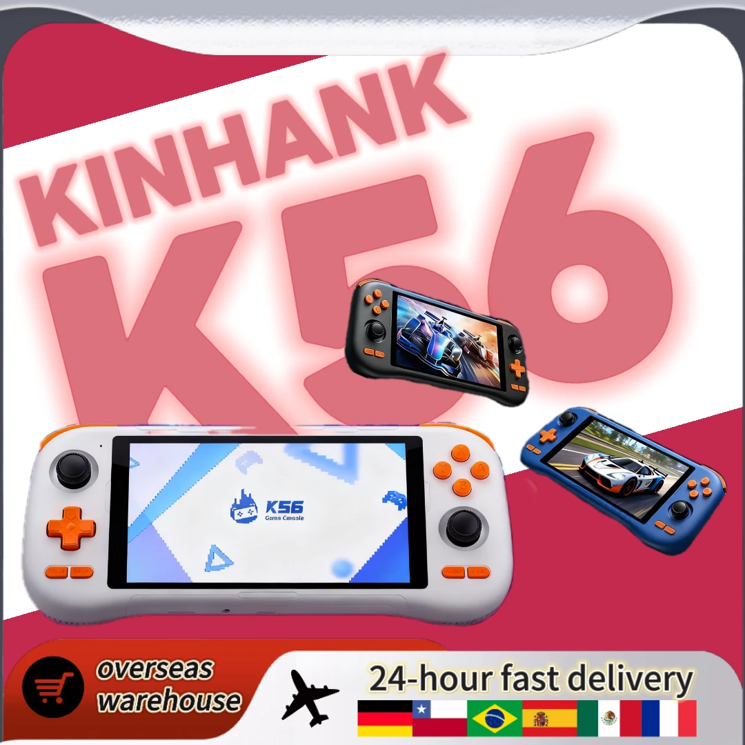 

Портативная игровая консоль KINHANK K56, 5,5-дюймовый сенсорный экран, 50 эмуляторов PS1/PSP/DC/SS, 5000 мАч, WIFI5, Android 14, ретро-игровой плеер, подарок