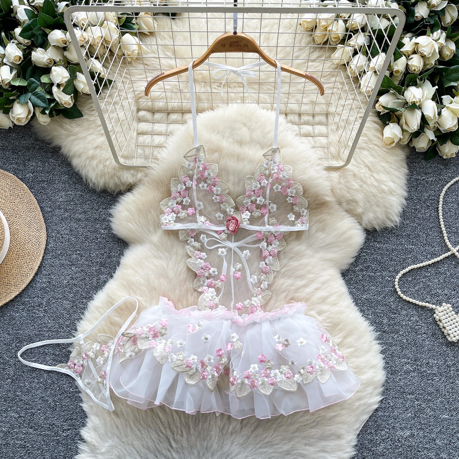 Chic Sexy hollow out off shoulder mesh Ruched Fairy A-line Summer  Women Boho Sundress  women clothing mini dress