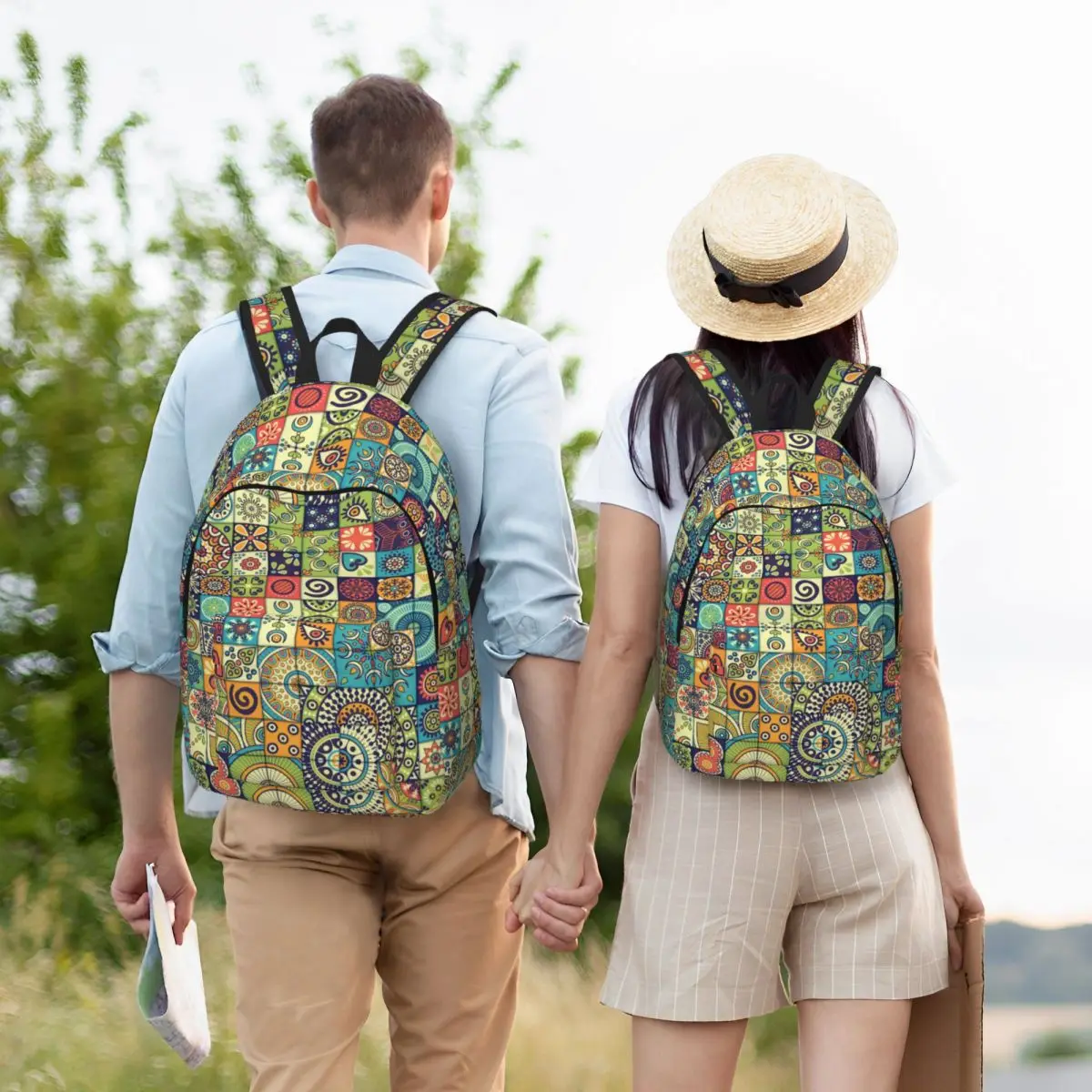 Fliesen Vintage marok kanis chen Stil Rucksack für Männer Frauen coole Studenten arbeit Daypack Mandala Kunst mexikanische Fliesen Laptop Umhängetasche Sport