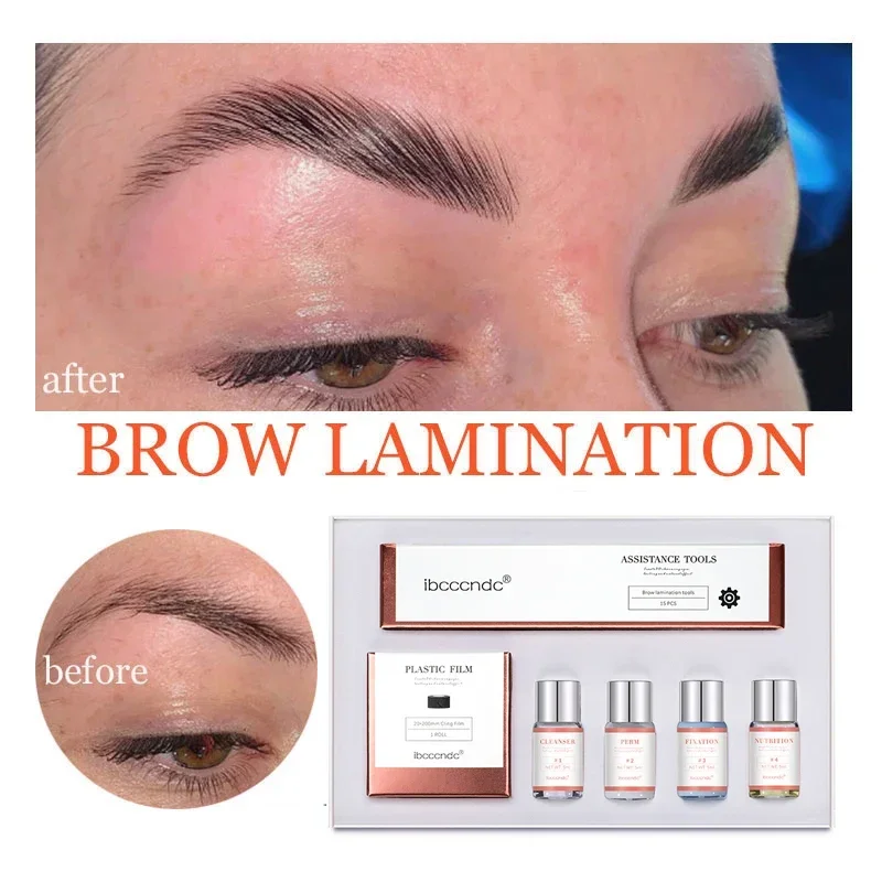 Kit de laminación de cejas Pro Brow Lift Perming con película adhesiva, loción permanente de queratina nutritiva para uso doméstico