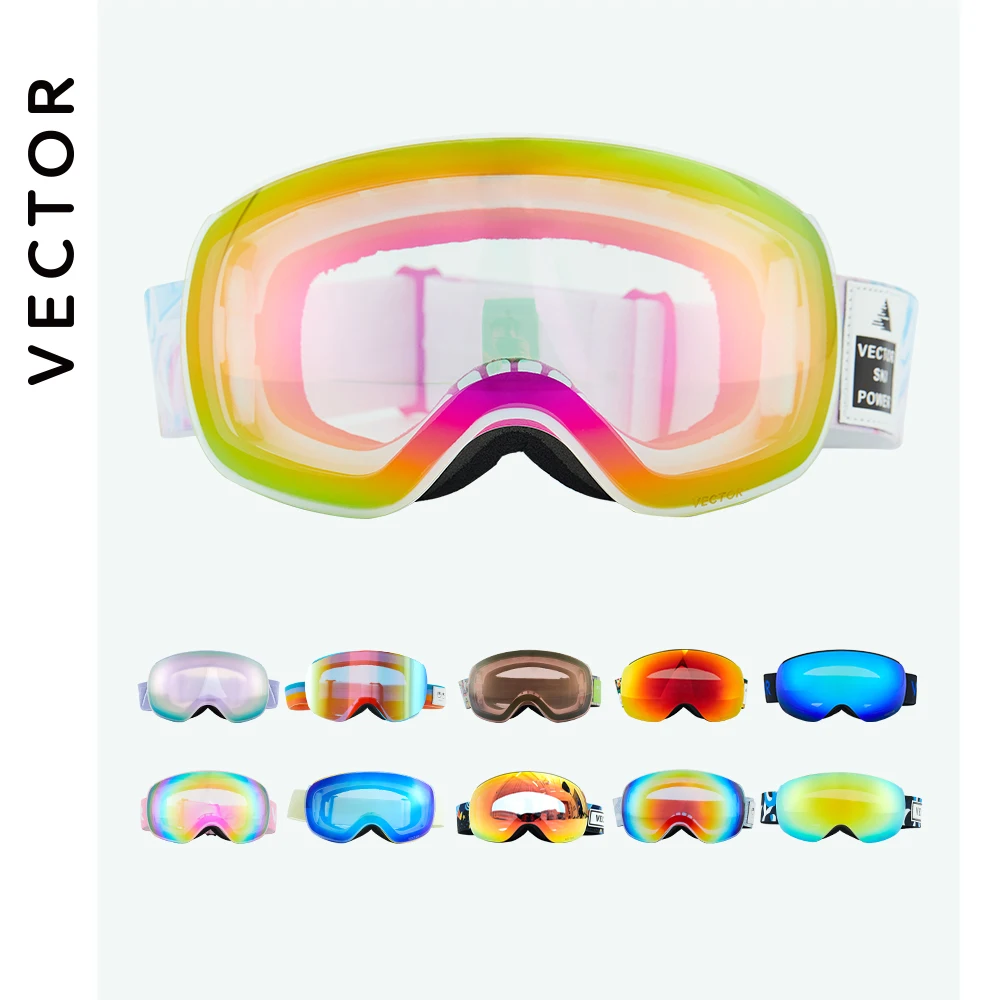 

VECTOR Kids Ski Goggles Big Spherical for Children Double Layers UV400 Magnetic Ski Glasses Girls Boys Snowboard Goggles Eyewear