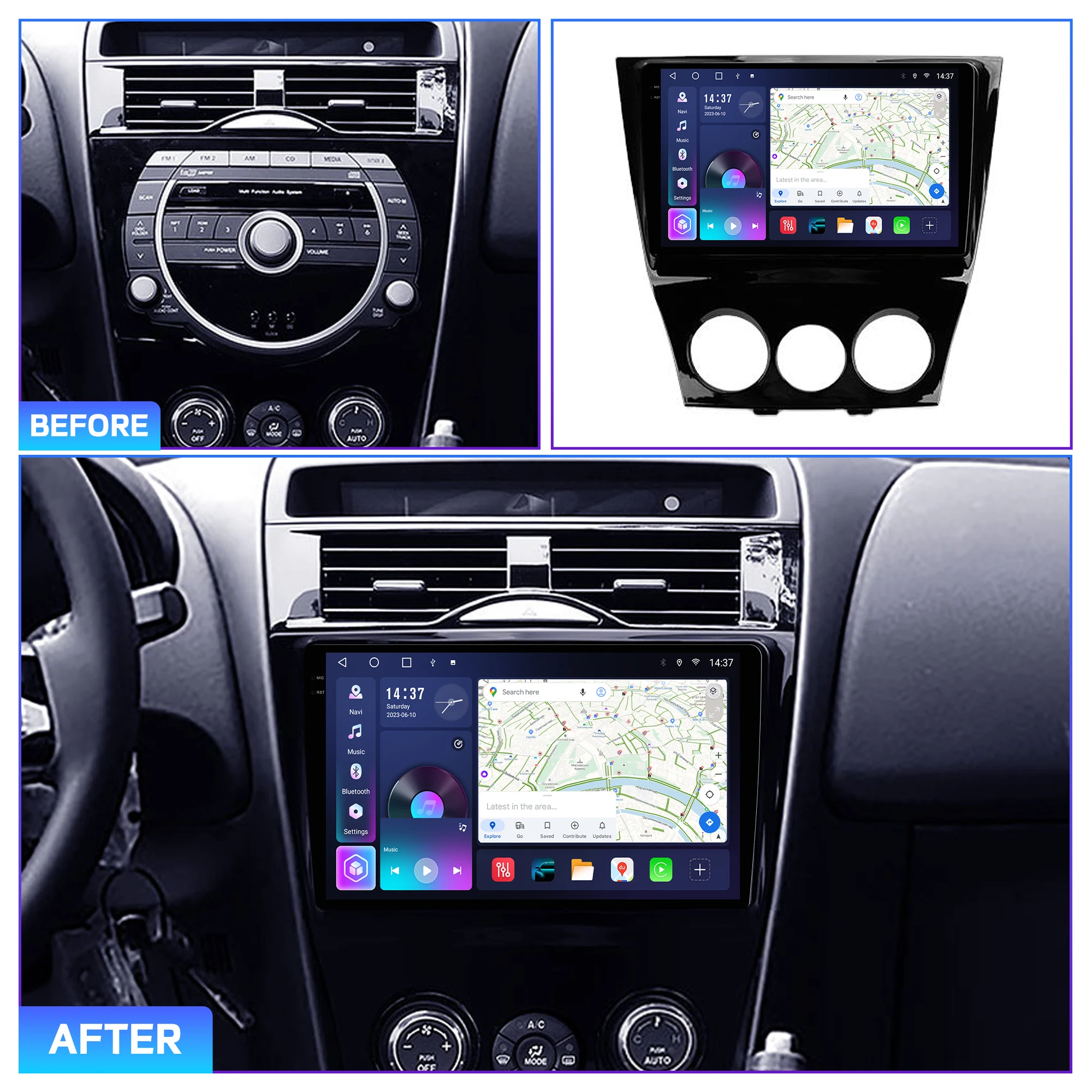 Penhui for Mazda RX-8 2009 - 2011 Android Car DVD Multimedia Player Screen Audio Video 2 Din DSP Bluetooth CarPlay Radio