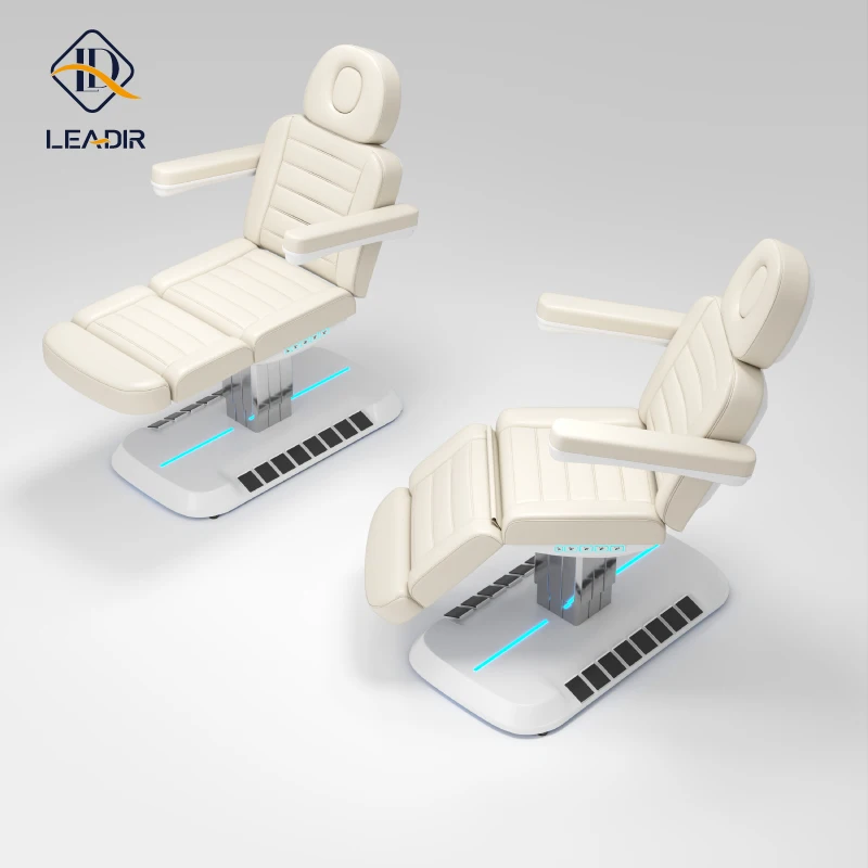 Leadir Wholesale  Salon Furniture White Electric Spa Beauty Treatment Chair Facial Cosmetic Beauty Massage Bed Table