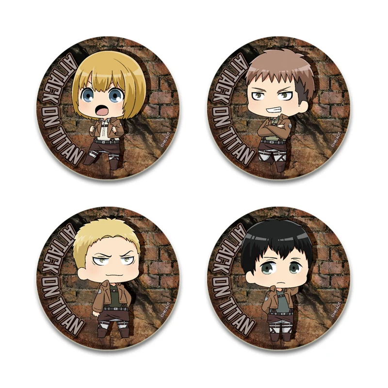 58mm Anime Brooches Attack on Titan Cartoon Armin Arlert/Eren Jaeger Lapel Pins Backpack Badge Jewelry Fans Collections Gifts