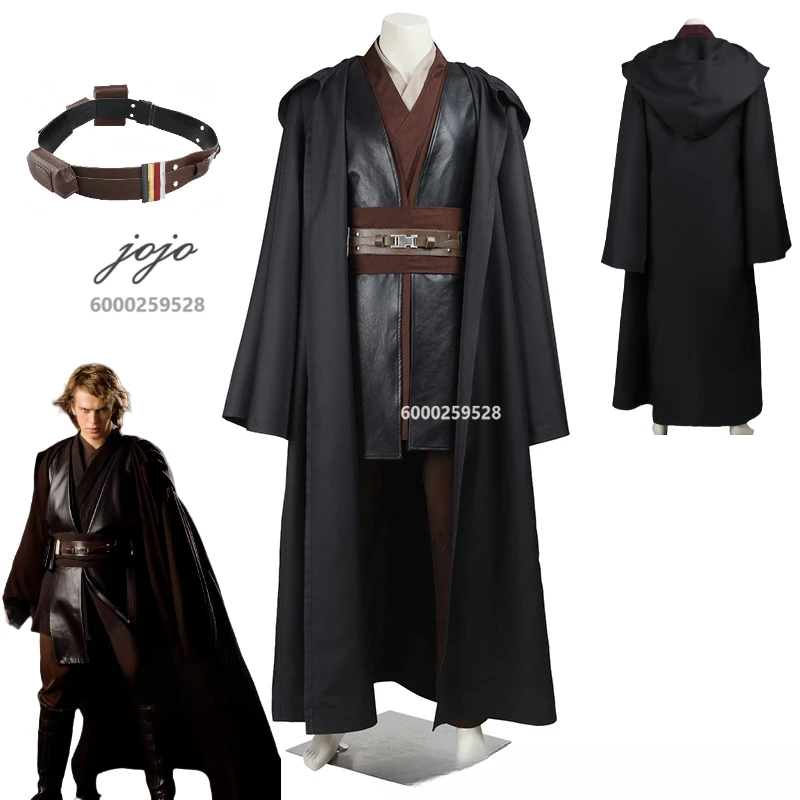 

Movie Anakin Skywalker Cosplay Costume Top and Pants with Cloak Black Set Halloween Masquerade Carnival Party Costume for Adult