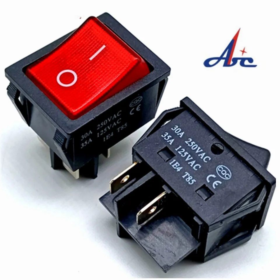 KCD4-201 ON OFF  30A/250V 16A/250V Heavy Duty 4 Pin T85 Rocker Switch with Light 12V 24V 110V 220V 380V