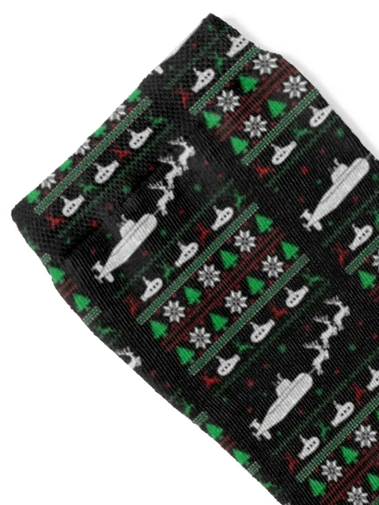 Submarine Christmas merry underwater world Socks retro funny sock floral summer Men's Socks Women's