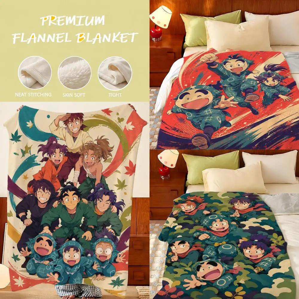 Anime Nintama Rantaro Throw Plush Flannel Throw Blanket, Sofa Bed Travel Picnic Home Textile Decor