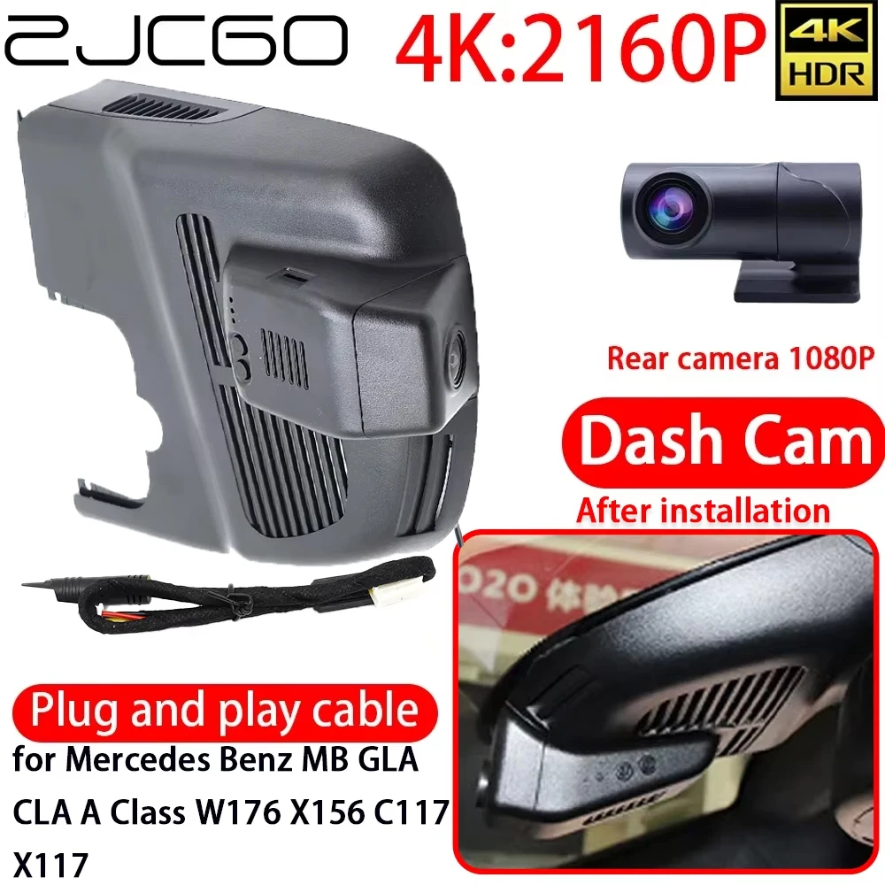 

ZJCGO 4K DVR Dash Cam Wifi Front Rear Sony Lens Car Camera 24h Monitor for Mercedes Benz MB GLA CLA A Class W176 X156 C117 X117