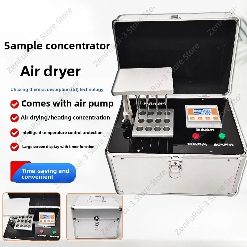 12 Hole Dry Nitrogen Evaporator, Constant Temperature Auto Air Blowing Sample Concentrator, Portable Lab Instrument