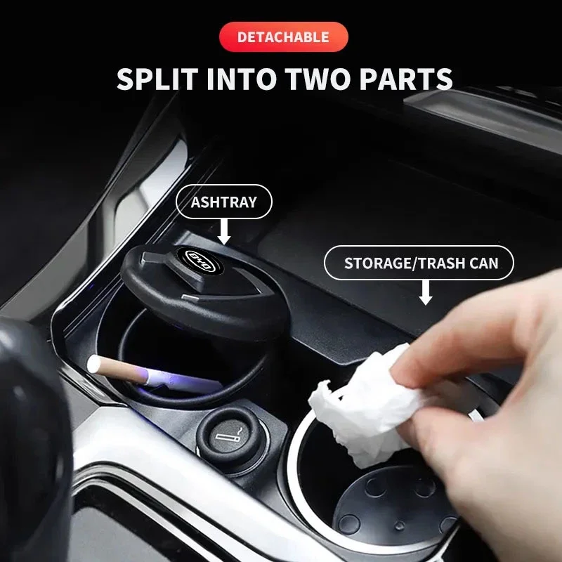 

Car LED Portable Multifunctional Ashtray Auto Accessories For BYD Atto 3 Yuan Plus F3 E6 G3 F0 I3 Ea1 Song Max Tang Dmi 2din G6