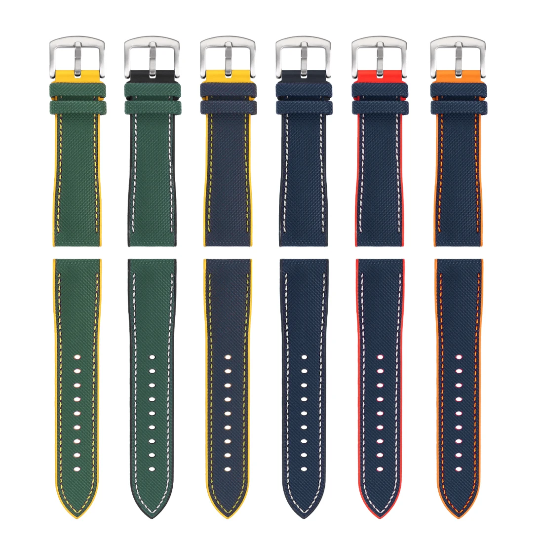 Nylon Canvas Texture Fluoroelastomer(FKM) Strap for IWC Longines Omega Seiko Tudor Mido Waterproof Sports Replacement Watch Band