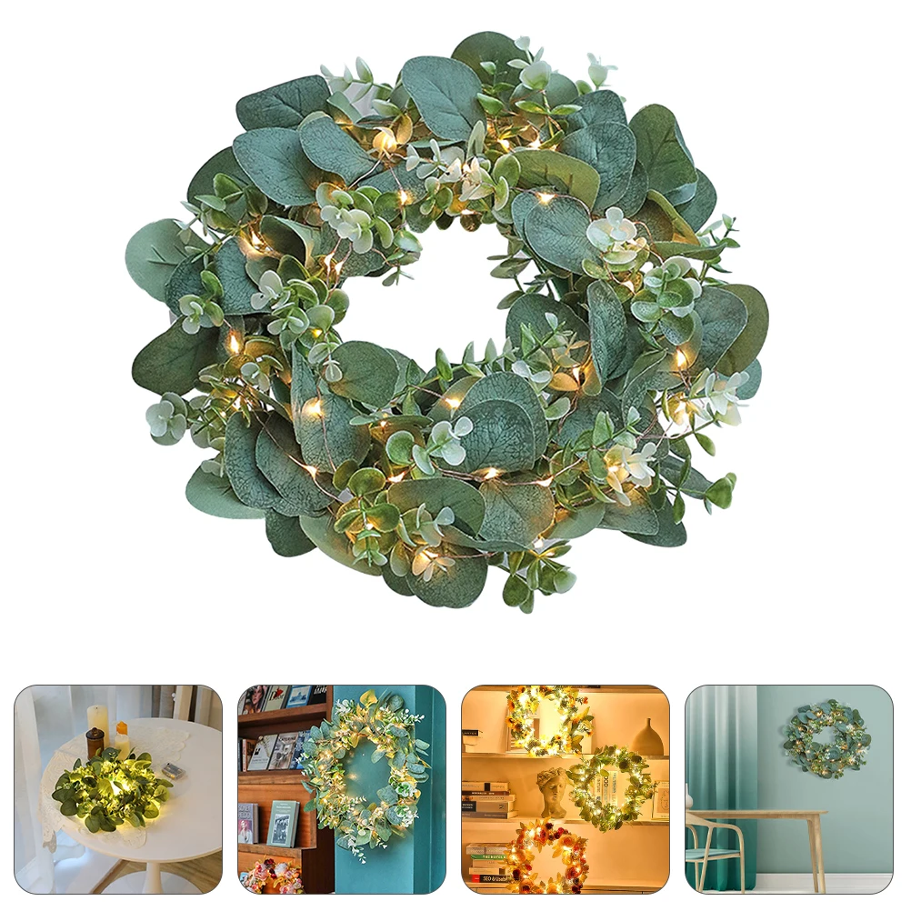 

Decorative Wreath Door Hanging Wreath Lights Door Hanging Christmas Wedding Simulation Eucalyptus Reusable Eco Friendly