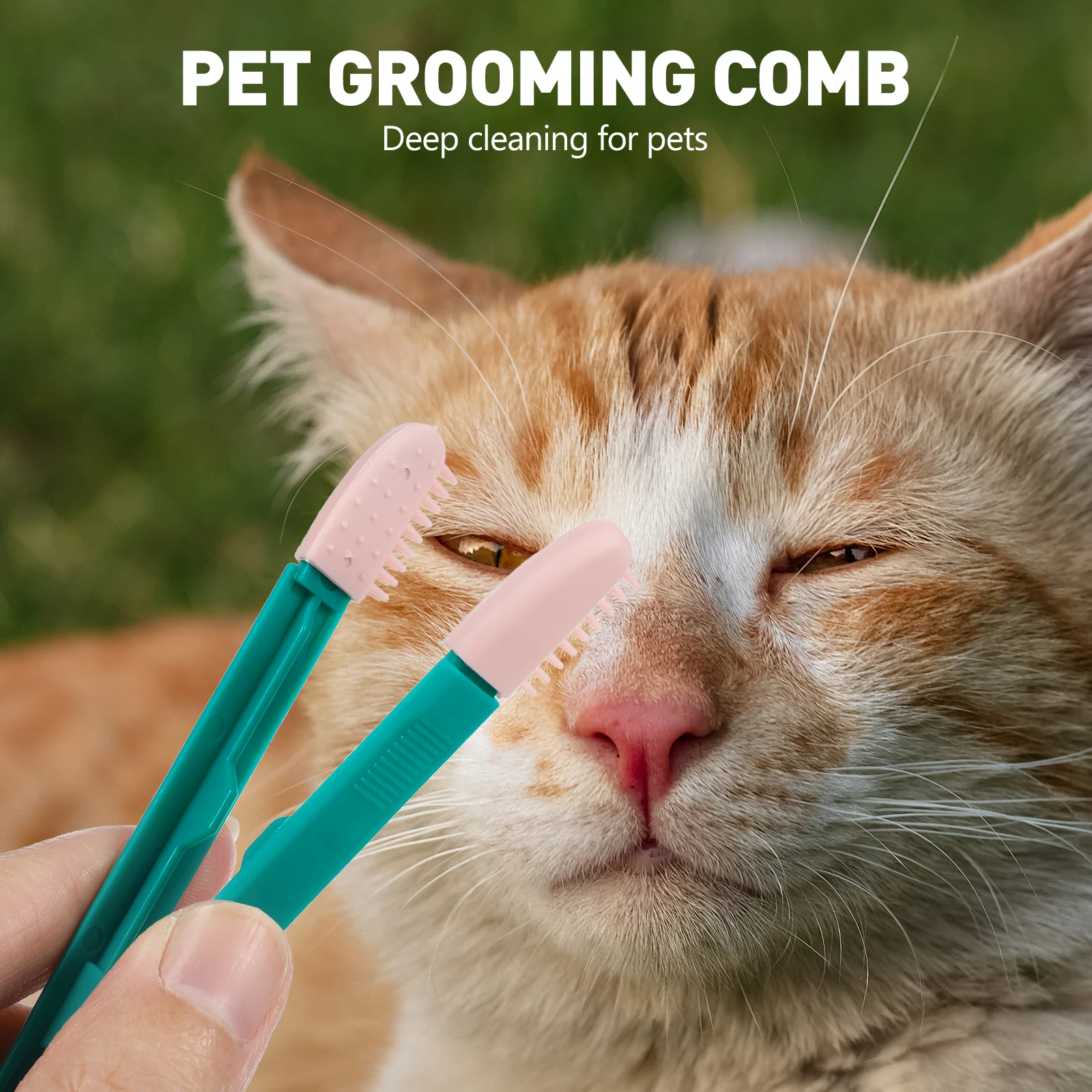 

2pcs Cat Eye Comb For Kitten Lightweight Tear Stain Cleaning Brush Pet Grooming Tool Removes Dead Hair Dander Dirt Portable