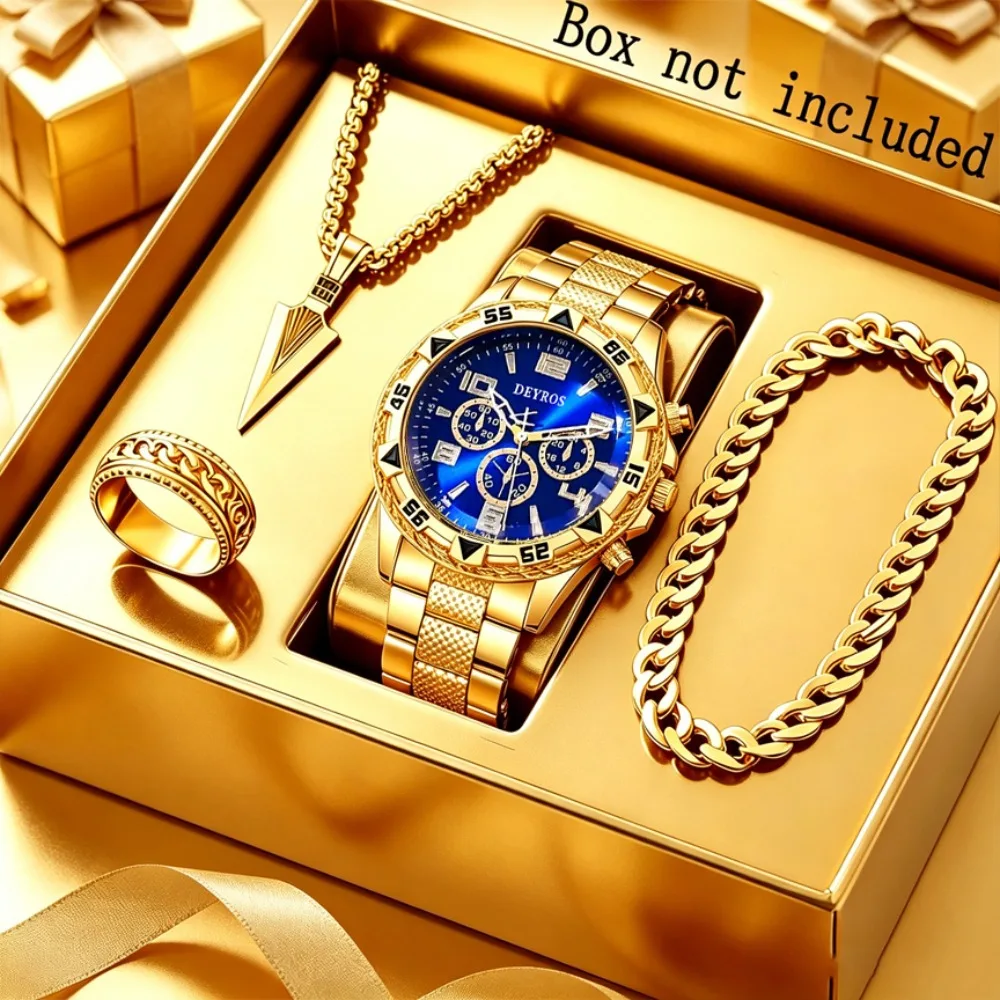 4pcs / Set. New Style Luxurious and Fashionable Quartz Watch Set - with Round Dial and Quartz Movement - Suitable for Both Daily