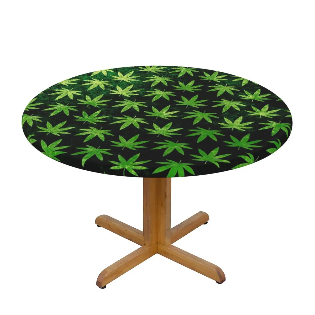 Cannabis Leaves Marijuana Weed Leaf Waterproof Round Tablecloth Oilproof Table Cloth for Kitchen Events Dining Table Cover