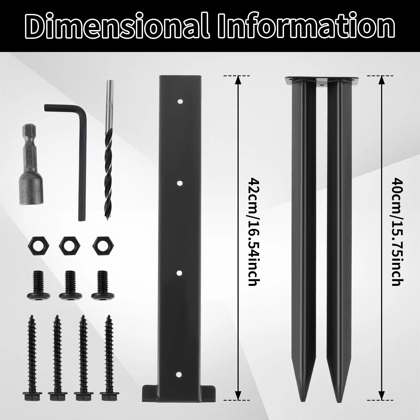 2PCS Fence Post Repair Kit Repair Tilted Broken Wood Fence Post Heavy Duty Fence Post Repair Stakes Ground Spike